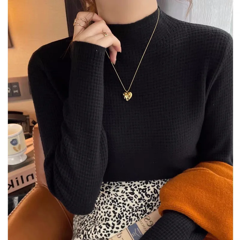 Women Velvet Thicken Warm Sweaters Turtleneck Knit Thermal Pullovers Solid Ribbed Sweater Women 2024 Fall and Winter Top