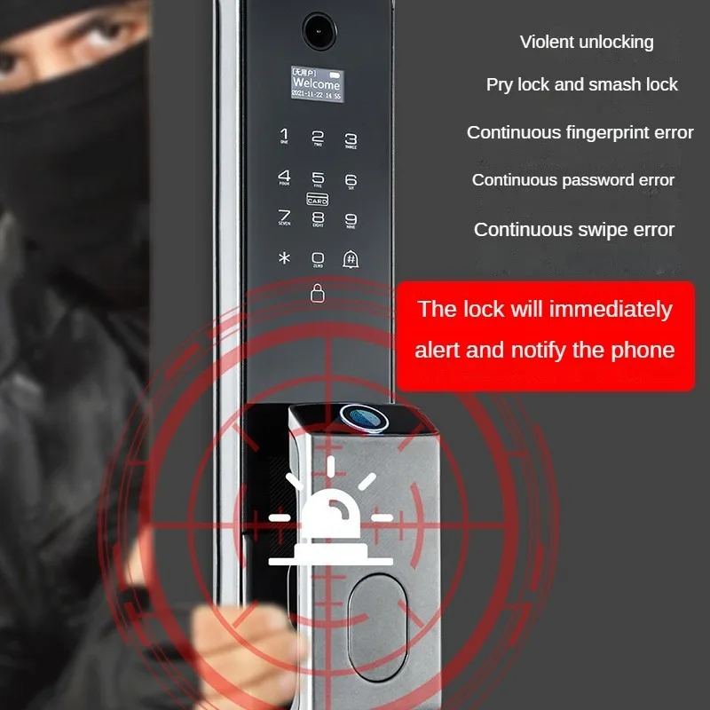 3D Face Recognition Smart Lock with HD Video Camera,Biometric Fingerprint Lock for Front door with Smart Doorbell,Password