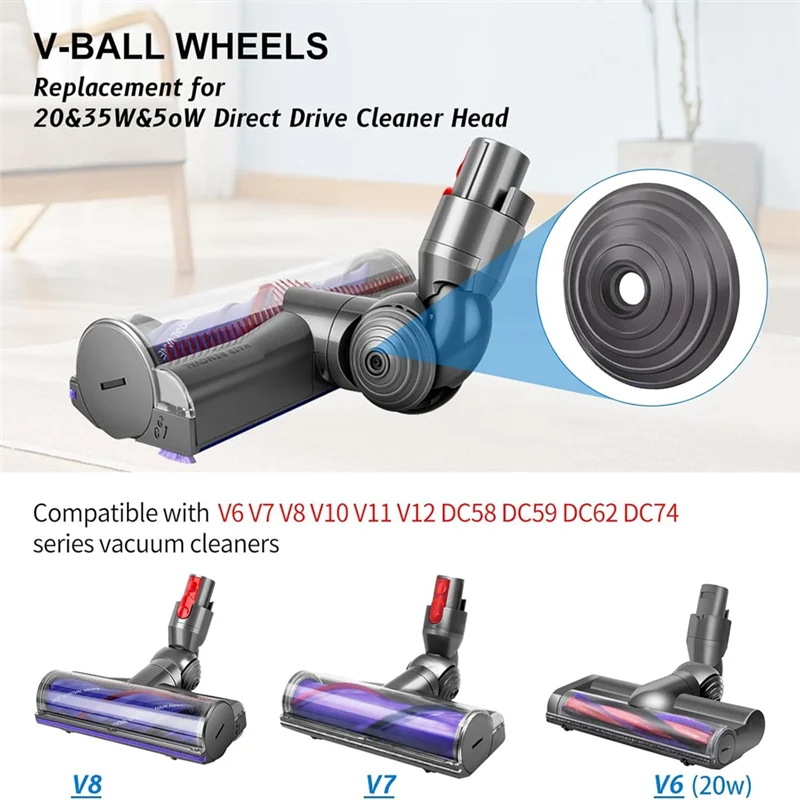 N83R Zoolplaat & Kleine Bal Vervanging Wielen Voor Dyson V6 V7 V8 V10 V11 V12 DC58 Stofzuiger 35W 50W Direct Drive Borstelkop