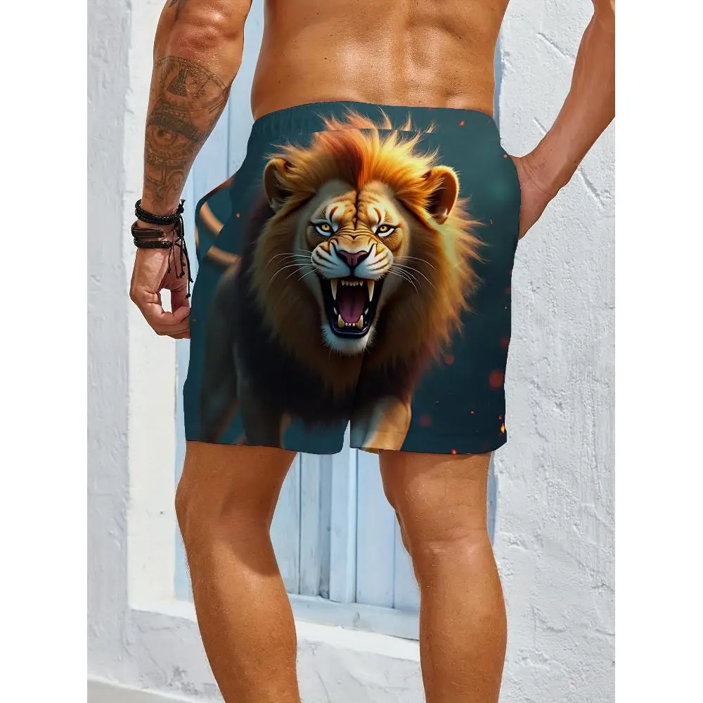 1pcs Men's Short swim trunks2026 Summer 3D Printed Short sleeve Breathable Polyester sweatpants Quick drying running