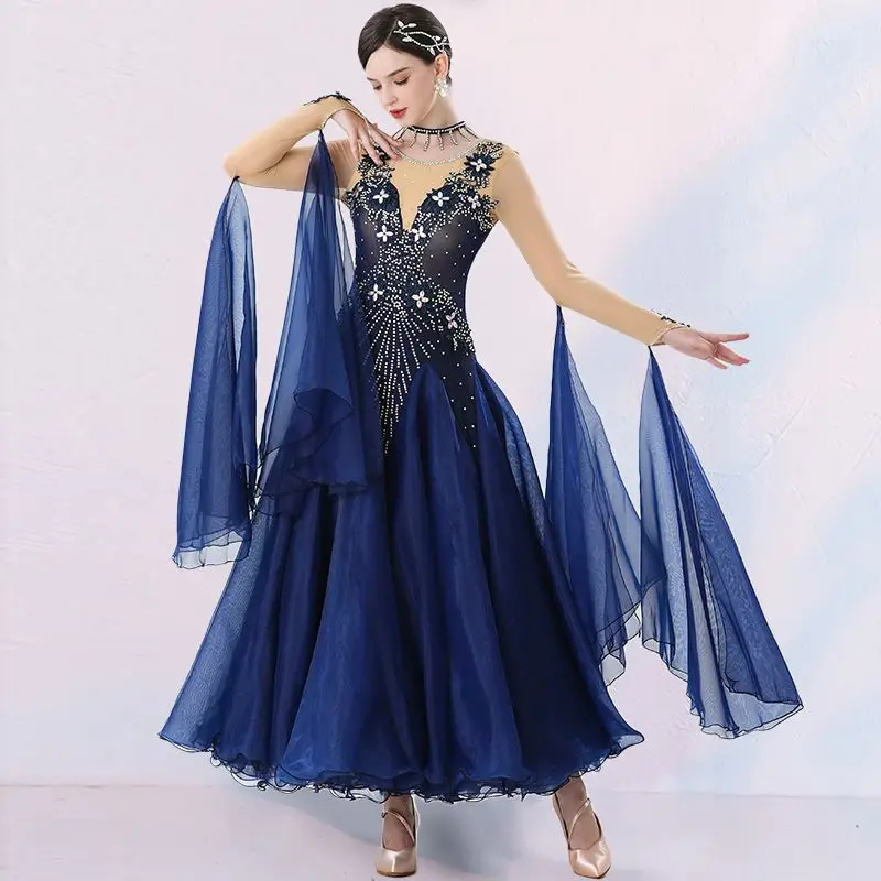 Elegant Dancer Modern Dance Dress New Ballroom Dance Clothes Latin Dance Performance Costume Waltz Dance Skirt