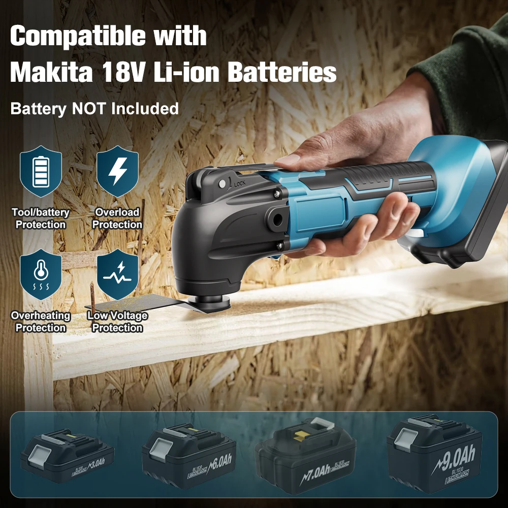 For Makita 18V Battery 6 Variable Speeds Multi Tool Renovator Trimmer Oscillating Power Tool Cordless Oscillating Tool