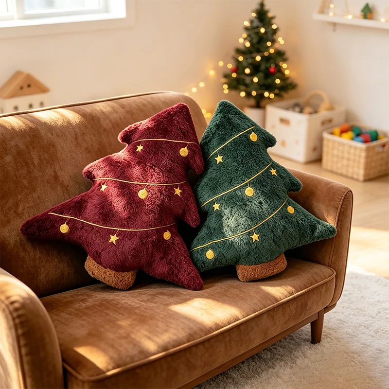 40CM Cute Christmas Tree Plush Toy Soft Xmas Festive Holiday Sofa Chair Seat Cushion Plushies Pillow Kid Christmas Birthday Gift