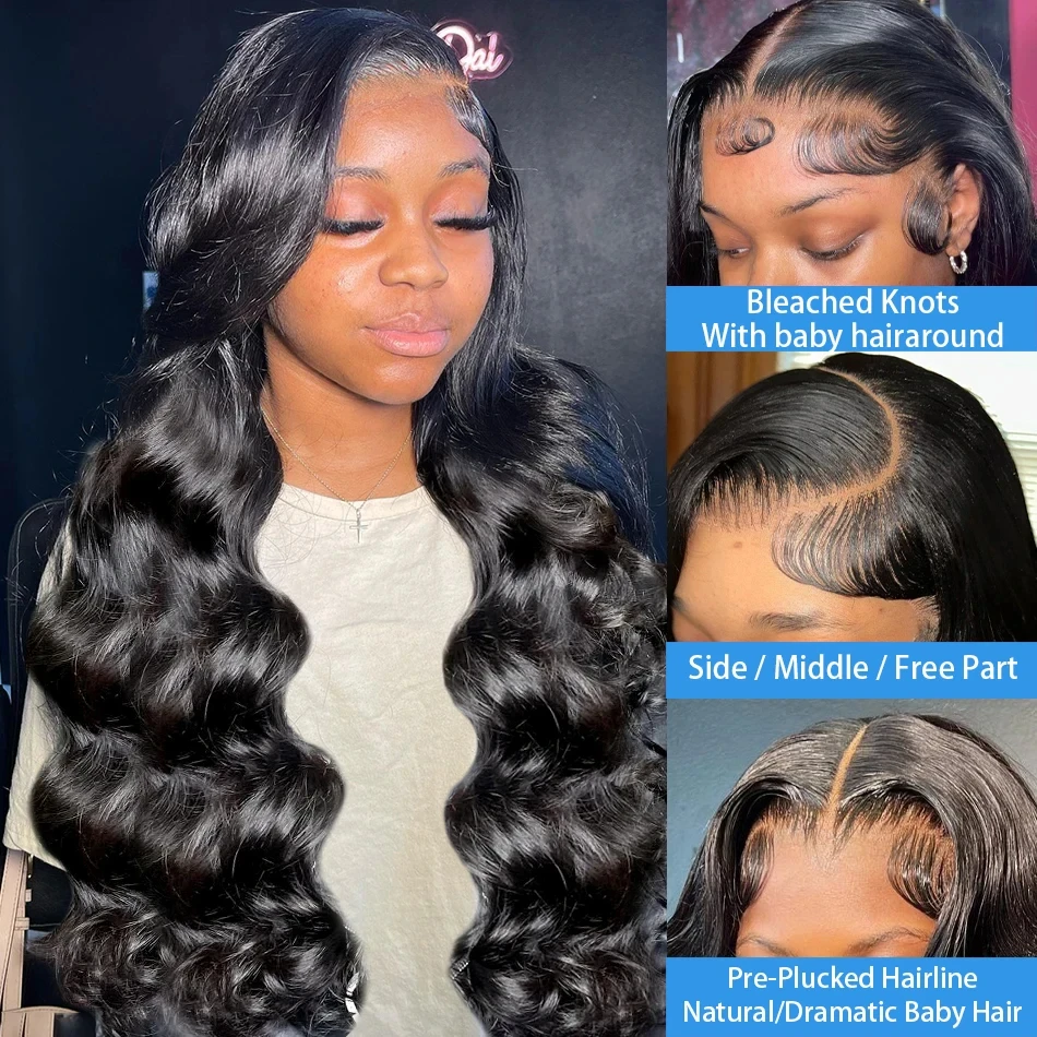 Lafino 200% Density Body Wave Lace Front Wig 13x6 Loose Body Wave 13x4 Lace Front Wigs Black Wig Human Hair 40 Inch Brazilian image 4