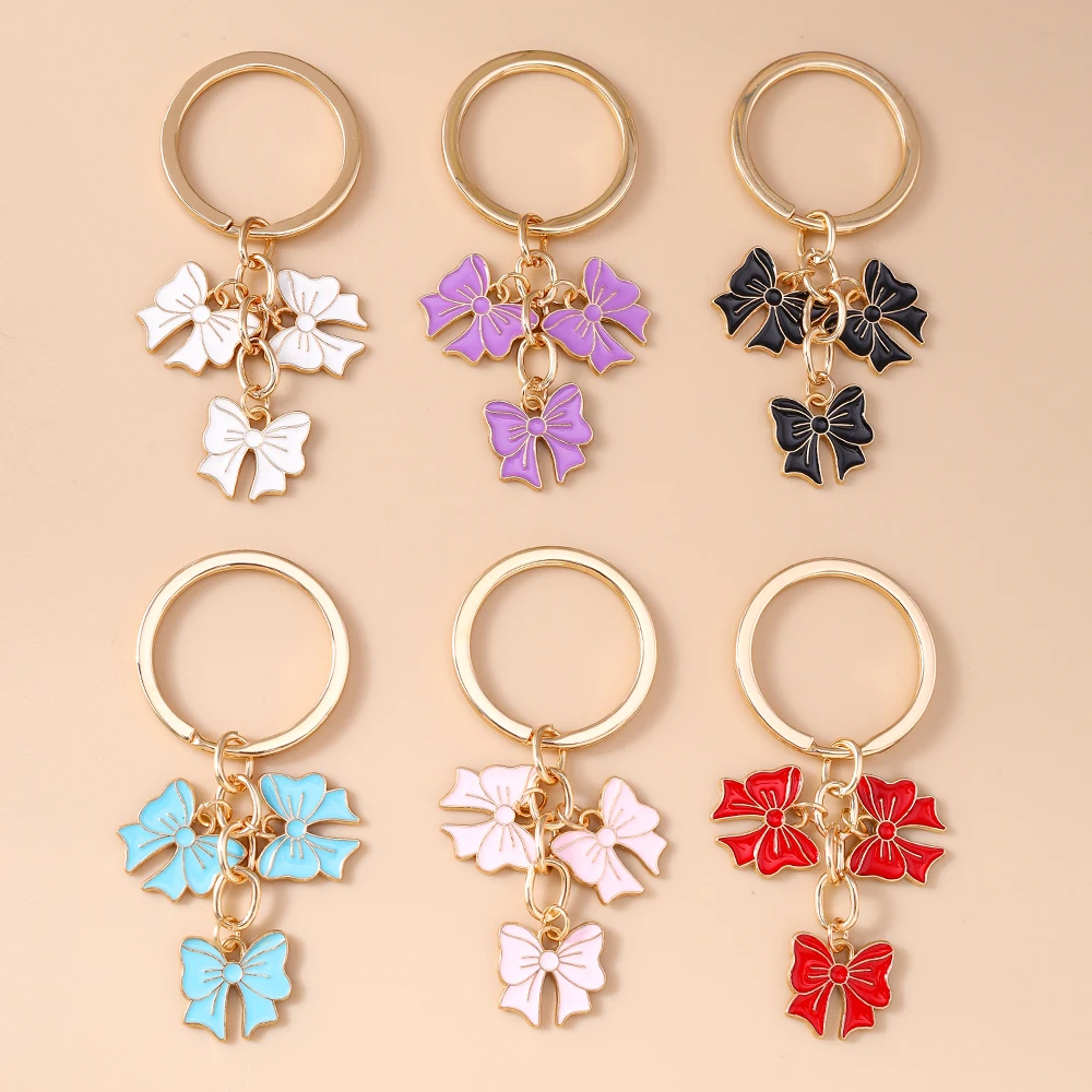 Aihua Metall Bunter Schleifen-Schlüsselanhänger Romantische Sommer-Party Mädchen Handtaschen-Anhänger Schlüsselring Modeschmuck Geschenke – Detail 1