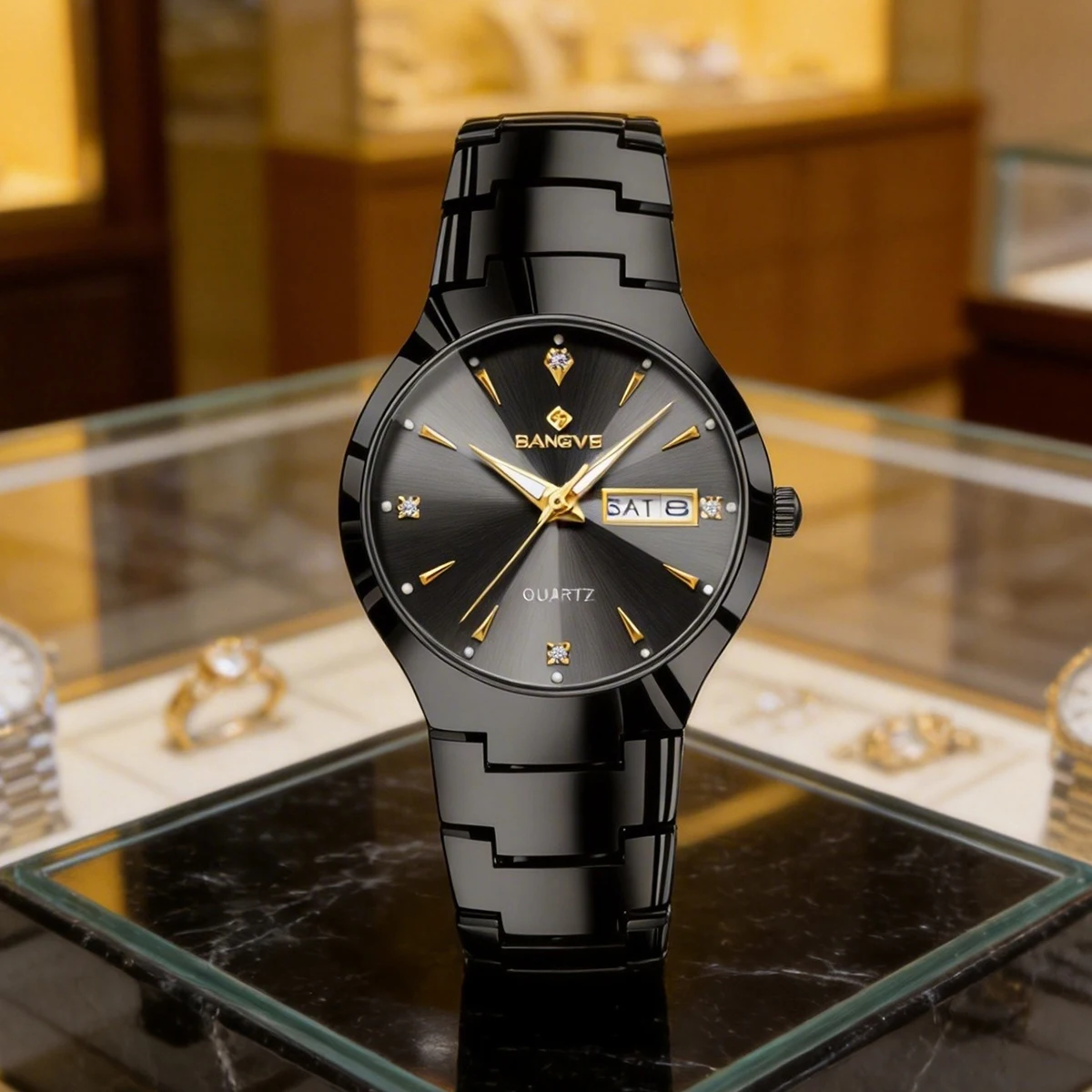 

Часы BANGWEI для пар, роскошные кварцевые часы для влюбленных, светящиеся водонепроницаемые свадебные часы, подарки, часы LOVE, часы Rareja Reloj + коробка