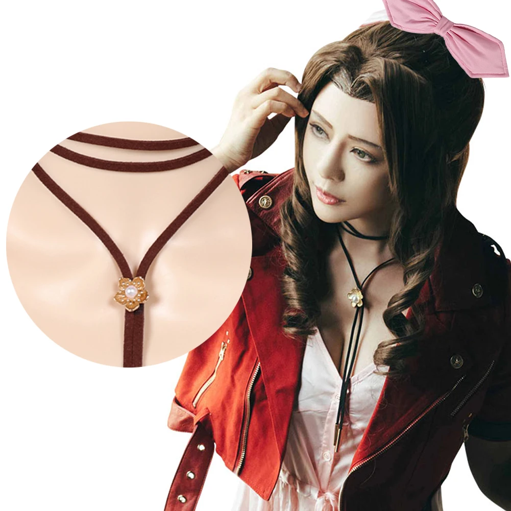 

FF7 Aerith Necklace Cosplay Fantasy Hair Knot Anime Game Fantasy of Final Women Costume Disguise Accessories Halloween Props