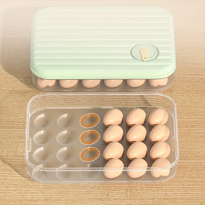 

1pc Egg Holder For Refrigerator Deviled Egg With Lid Fridge Egg Storage Stackable Plastic 24 Egg Containers Tray Kitchen Supplie