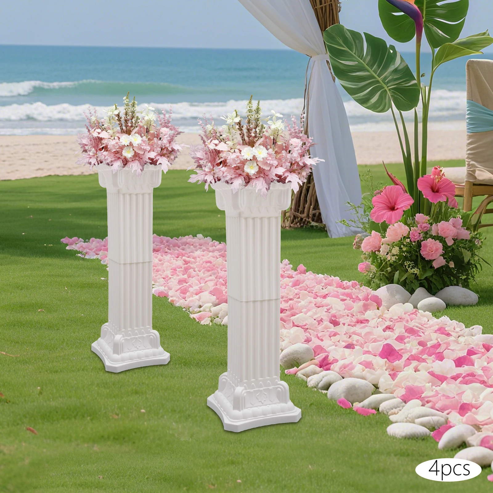 

Wedding Roman Columns, Plastic Pillars for Wedding Party Decoration, 90cm High,for Holidays, Birthdays, Housewarmings Set of 4
