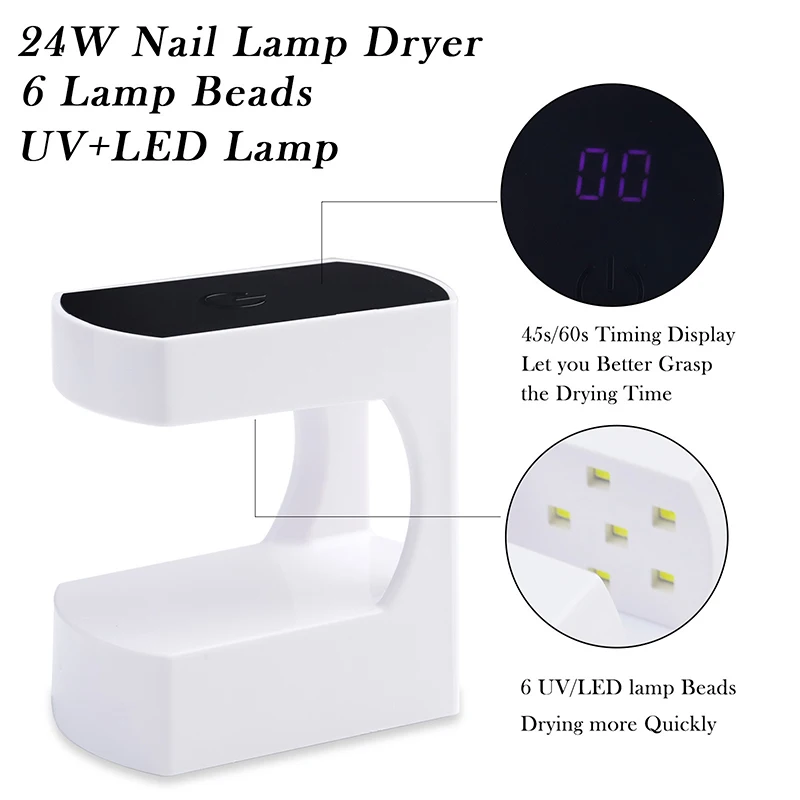 New Nail Drying Lamp 6LED Lamp Mini Nail Dryer UV Lamp Manicure Machine With USB Cable Gel Nail Polish Dryer Home Travel Use