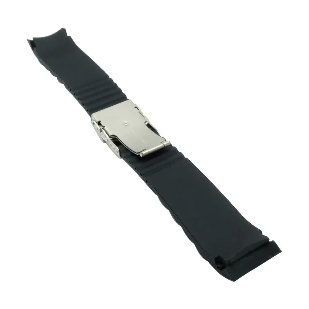 Universal Curved End Silicone Watch Band 16/18/20/22/24/26mm Soft Black Rubber Strap Metal Folding Buckle Bracelet Accessories