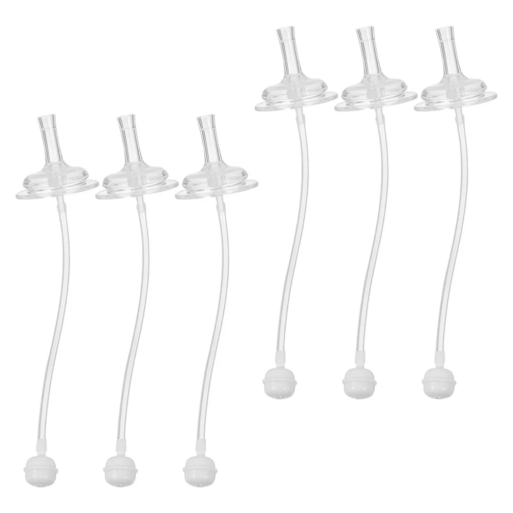 6 pçs chupetas do bebê garrafa palha acessórios canudos da criança silicone mamilo transparente ponderado copo sippy para crianças criança