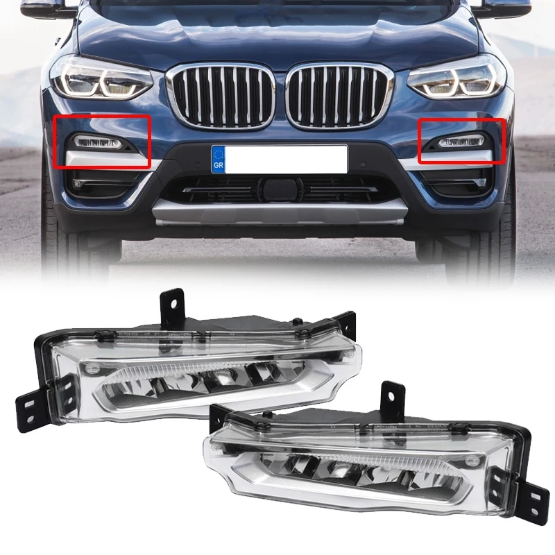 Car Front Fog Light Lamp LED Daytime Running Light For-BMW X5 X6 X7 G05 G06 G07 2018-2020 63177406365 63177406366