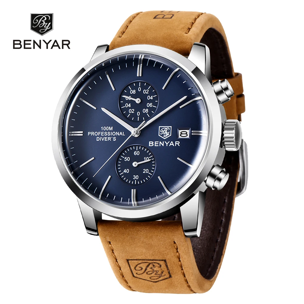 BENYAR Mens Watches Top Brand Luxury Quartz Men Watch 2023 Sports Watch For Men Chronograph Military Watch Men Relogio Masculino