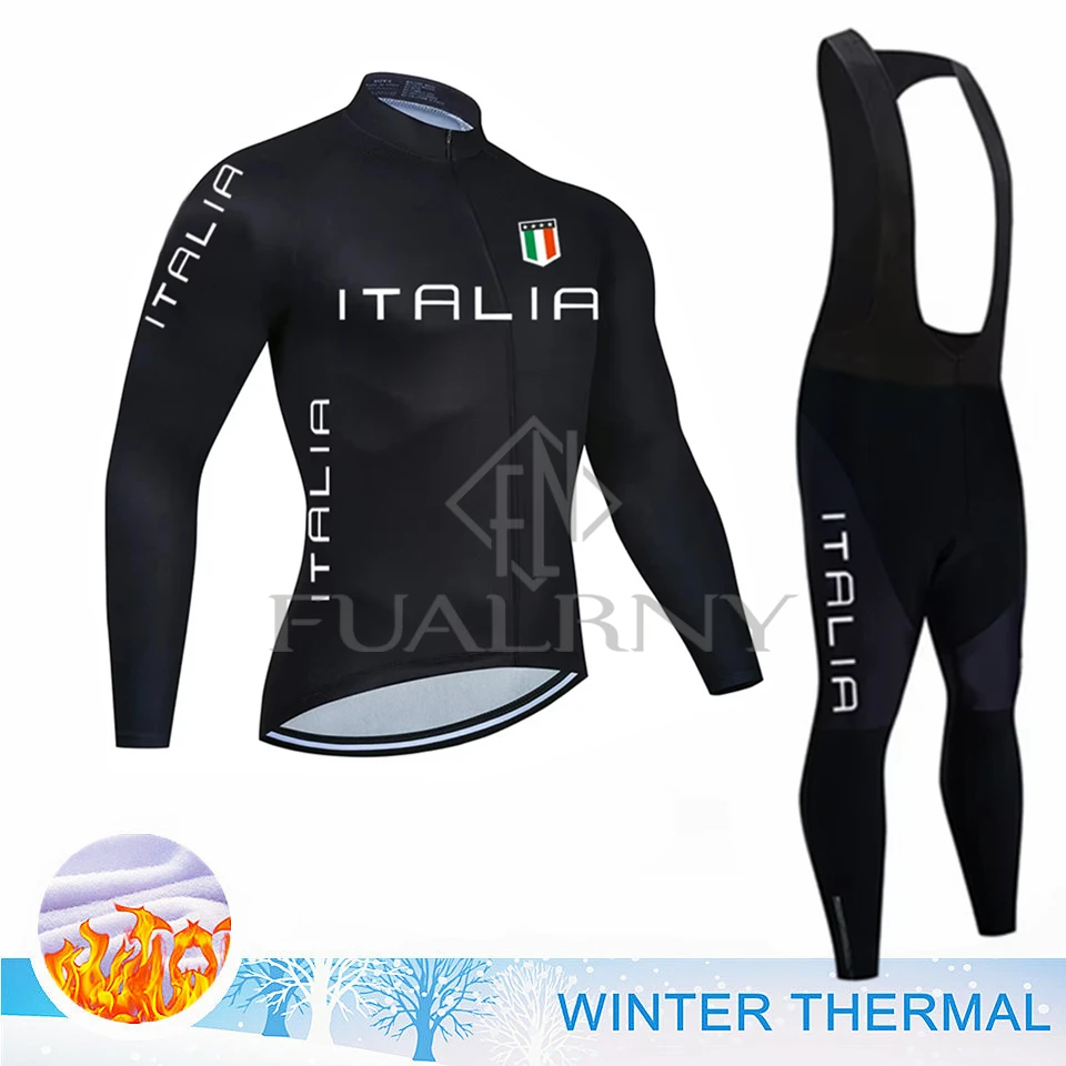 

ITALIA зимний термофлисовый велосипедный костюм с длинными рукавами, комплекты велосипедного трикотажа, одежда для велосипеда, одежда для горного велосипеда Maillot Ropa Ciclismo