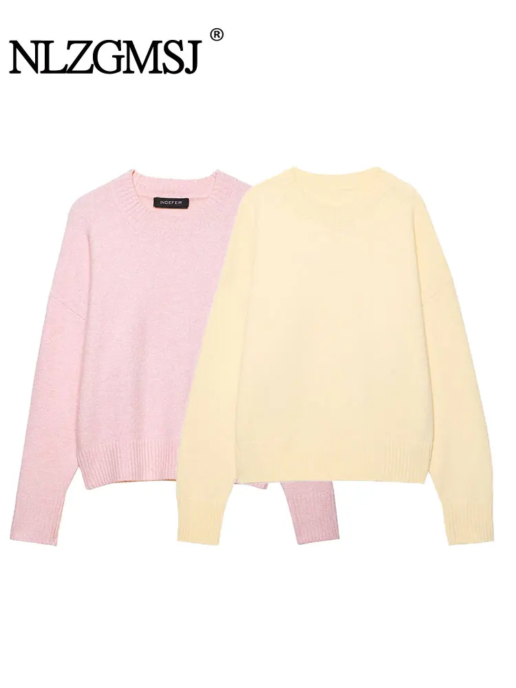 

NLZGMSJ женский повседневный свитер, женский осенний новый свободный пуловер с длинными рукавами, топ с круглым вырезом, женский вязаный свитер