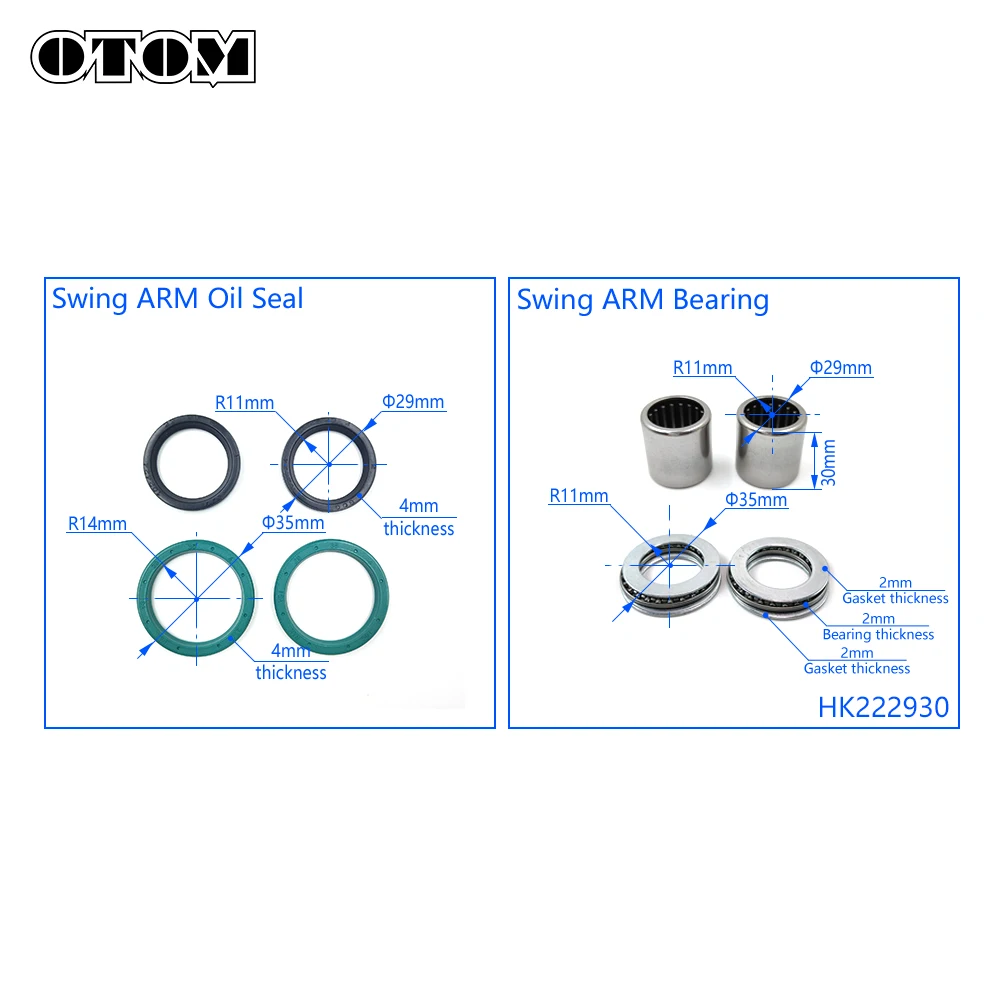 OTOM Motorcycle Swing ARM Bushing Needle Roller Bearing Oil Seal For KAWASAKI KX125 KX250 KX250F KX250X KX250XC KX450 KX450F KXF view 3