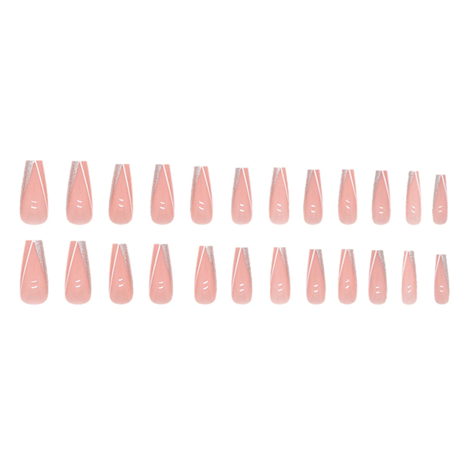 

Capsule Ongle 24pcs Pink False Nails French Long Press On Nails Elegant Fingernails Stickers