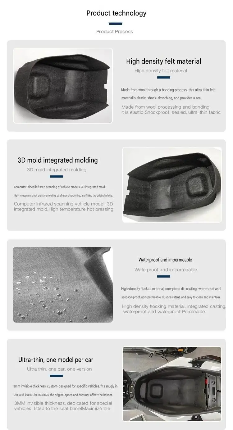 For KYMCO H150 Shock Absorbing Bucket Protective Pad Dustproof Felt Layer Block Sand & Garbage Residues Inside Barrel