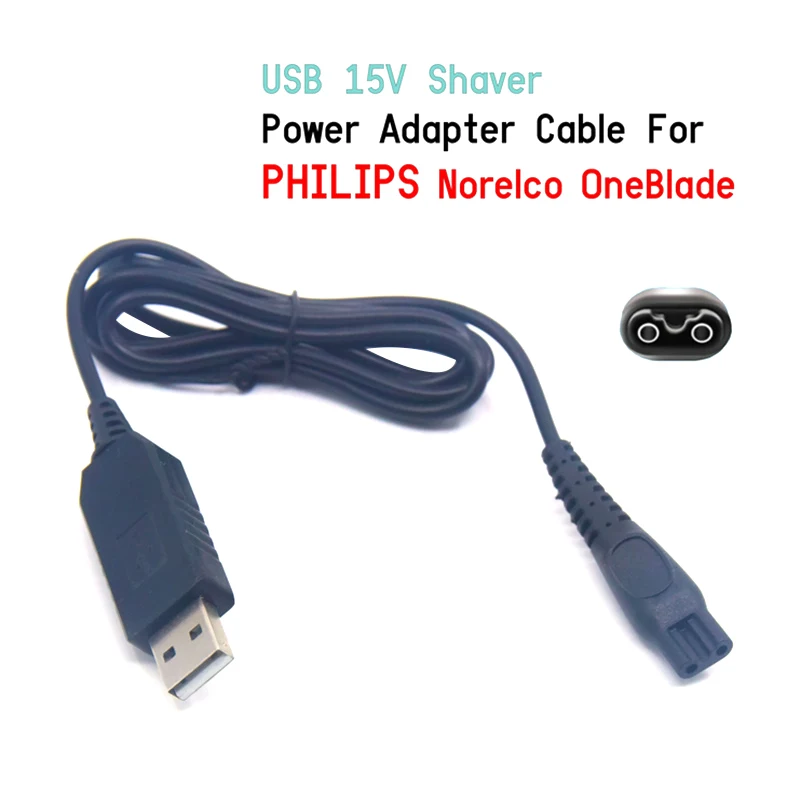 HQ8505 15V Shaver USB Charger Power Cable For  Electric Series 3000 5000 7000 9000  One Blade QP6520 QP6510