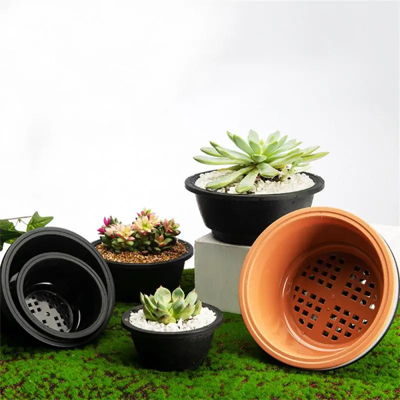 Plastic Round Succulent Flower Pots New Chunky Korean-style Large Succulent Pot Degradable Corrosion-resistant Textured Planter