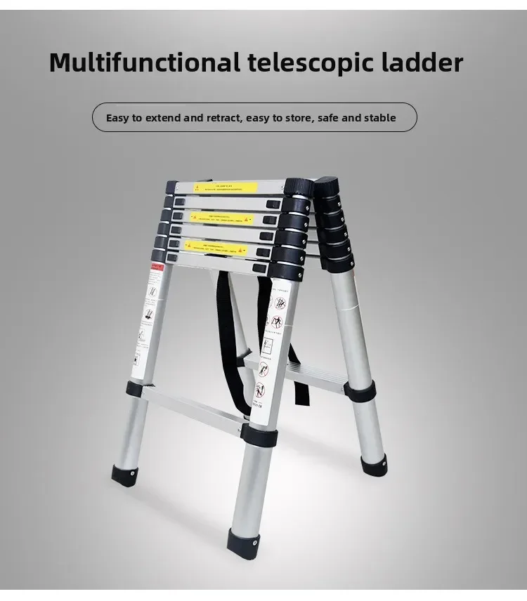Double-sided aluminum alloy telescopic herringbone ladder, lifting and shrinking stairs, portable bamboo outdoor ladder Durable