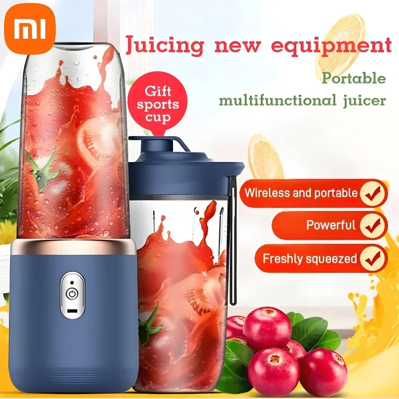 Xiaomi-Multifuncional Copo Duplo Espremedor Elétrico De Frutas, Liquidificador Portátil, Milkshake, Fabricante De Suco, Liquidificador USB Smoothie,