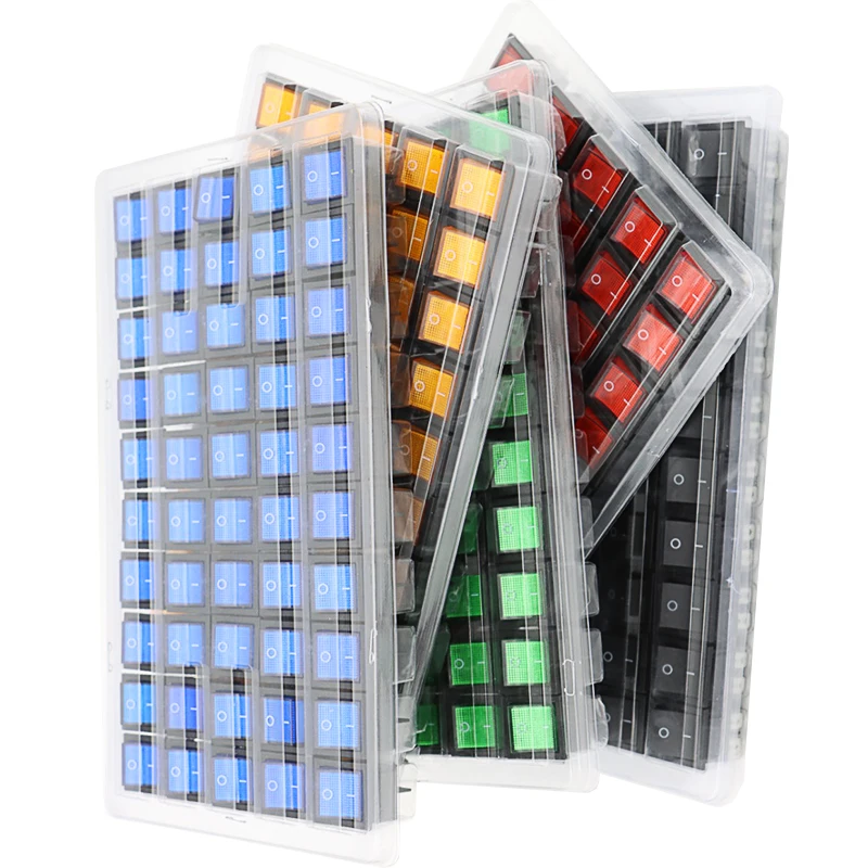 

50Pcs KCD4 Rocker Switch ON-OFF 2 Position 4/6 Pin Electrical equipment With Light Power Switch 16A 250VAC/20A 125VAC 30A 250VAC