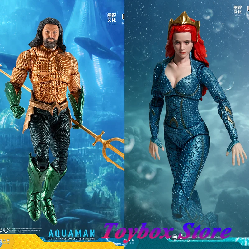 Fondjoy Original 1/9 Collectible Aquaman Meila Sea Queen Anime Mini Action Figure Super Power Holder 19cm Full Set Soldier Model