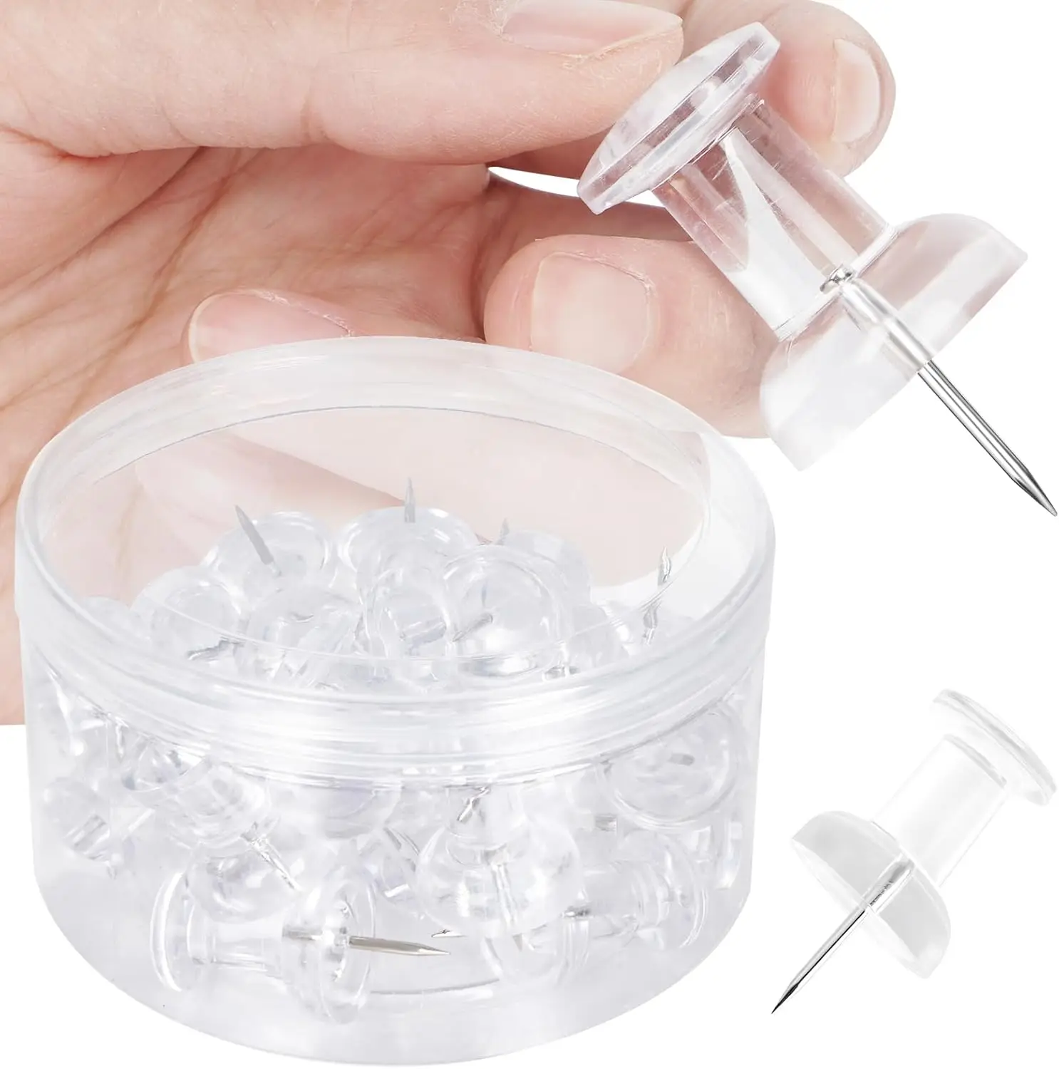 

30 Jumbo Push Pins for Bulletin Board, Large Thumb Tacks 1.81 Inch, Giant Clear Thumbtacks for Cork Board Hanging Maps Photos