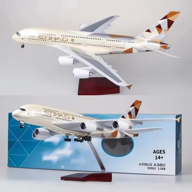 

47CM 1:160 Scale Airbus A380 Etihad Airways Aircraft Model Die-casting Machine Souvenir Decoration Collected Gift By Aviation