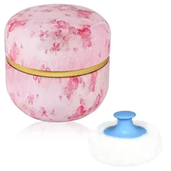 Body Powder Case with Powder Puff Powder Container Tea Box for Baby and Women Powder Puff and Powder Case for Travel