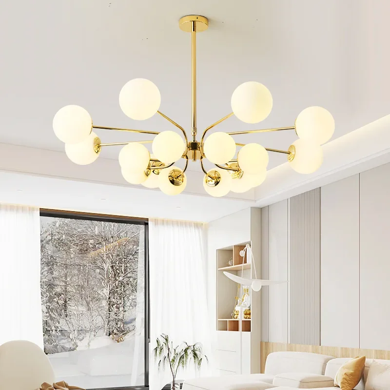 Living room chandelier, ancient Bauhaus magic bean dining room lamp in the cream wind