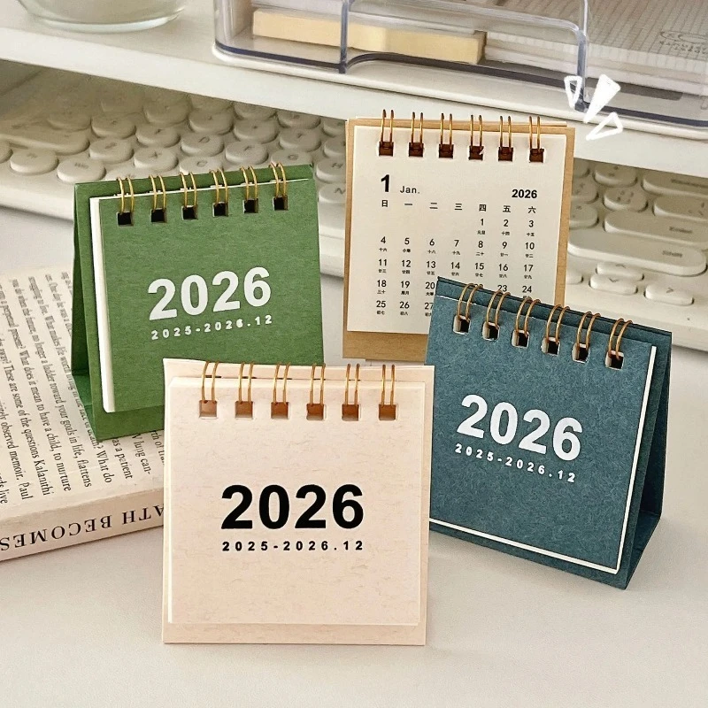 

2026 Mini Simple Desk Calendar - Office Desk Creative Spiral-Bound Calendar for Desktop Decoration & Office Stationery