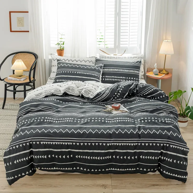 Bohon Paisley Duvet Cover Set Black White Print 3pcs Polyester Bedding Sets Luxury Pillow Case Queen and King Size  Bedding Sets