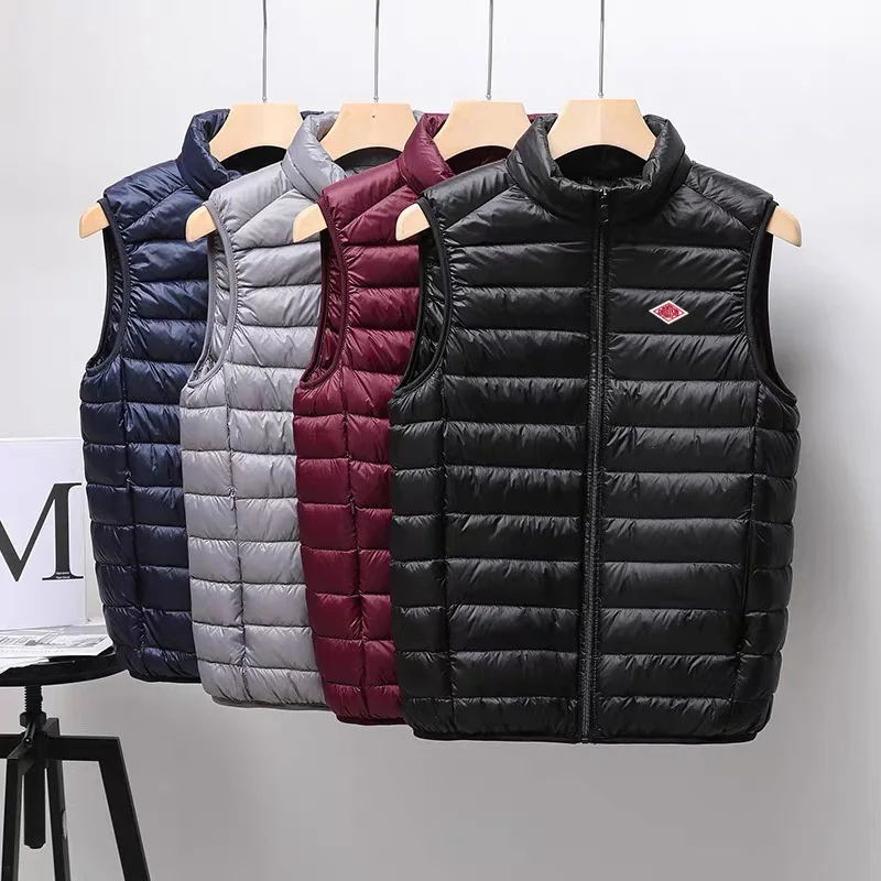Autumn Winter Japanese Korean Style Men Women Embroidery Logo Wearing Sleeveless Vest High-quality Classic Quilted Zipper Jacket