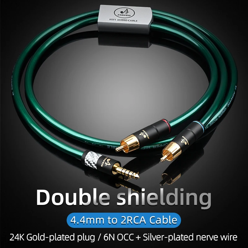 

ATAUDIO HIFI 4.4mm 5 Pole Male Balanced to 2RCA Upgraded Cable 7N OCC and siilver plated cable For pha2a wm1a 1z zx300a