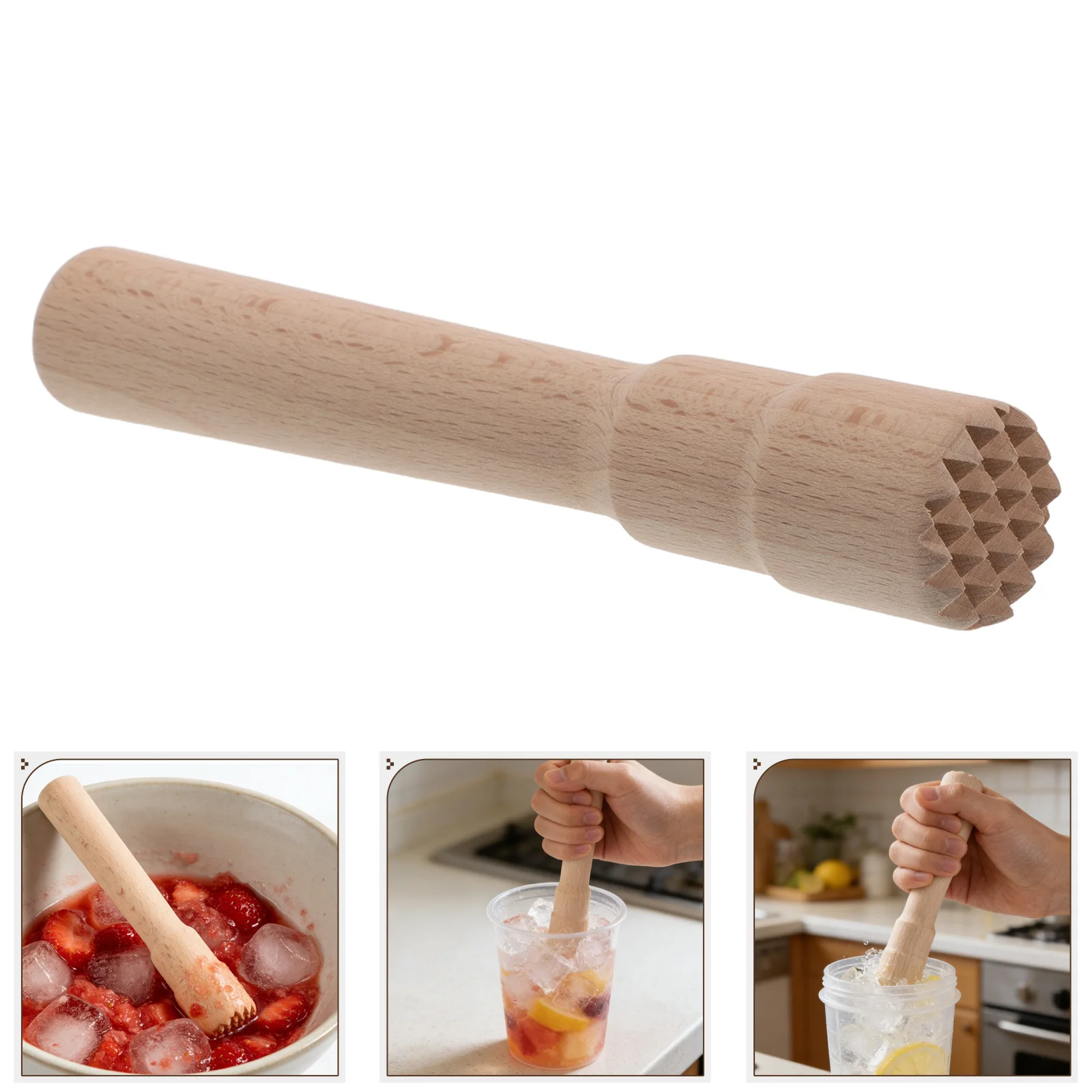 

Wooden Muddler for Cocktails 6.56 Inch Ergonomic Bamboo Handle Home Bar Muddler for Mojito Lemonade Fruit Drinks Manual Citrus