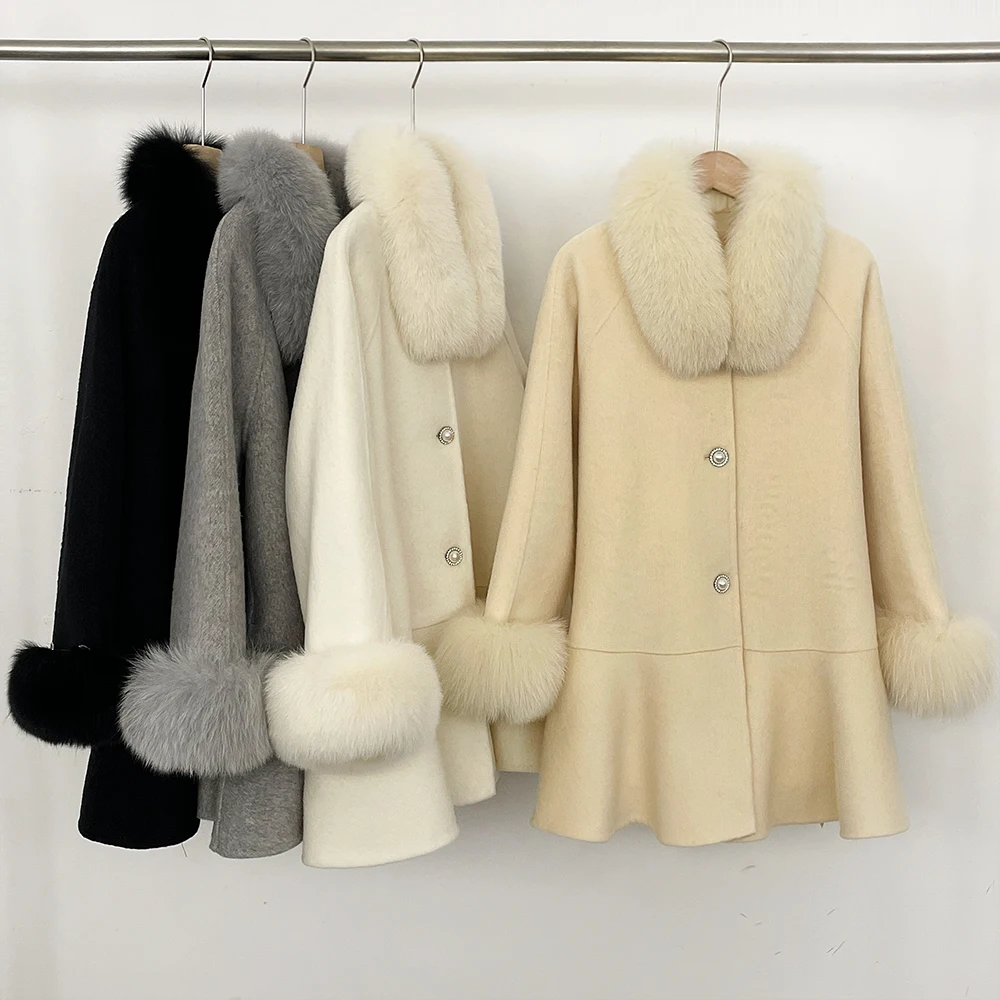 Elegante wollen jassen en jacks dames damesjas wollen en trenchcoats echte bontjassen voor dames 2025, herfst dameskleding