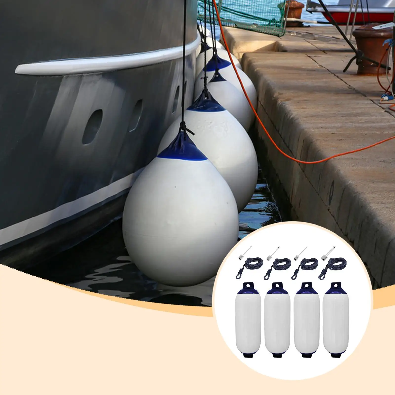 4Pcs Boat Fenders, Boat Accessories, Marine Dock Bumpers Boat Inflatable Bumpers for Fishing Boats, Boating, Mooring Cushioning view 3