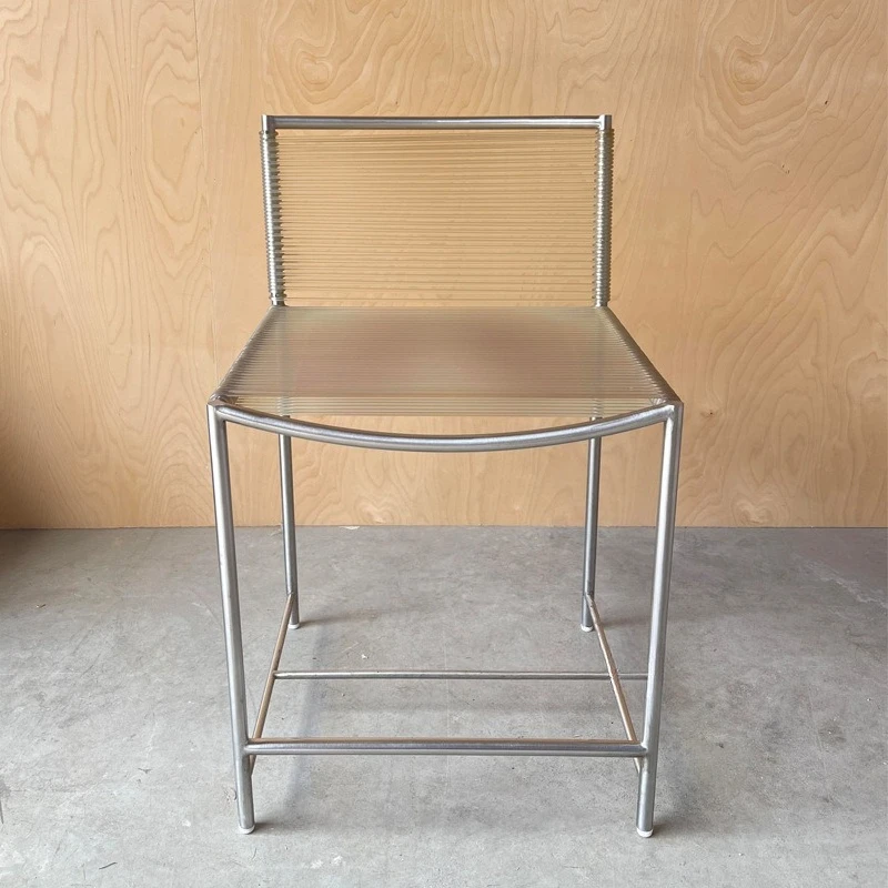 

Stainless steel transparent rattan chair back designer leisure shooting props creative chair