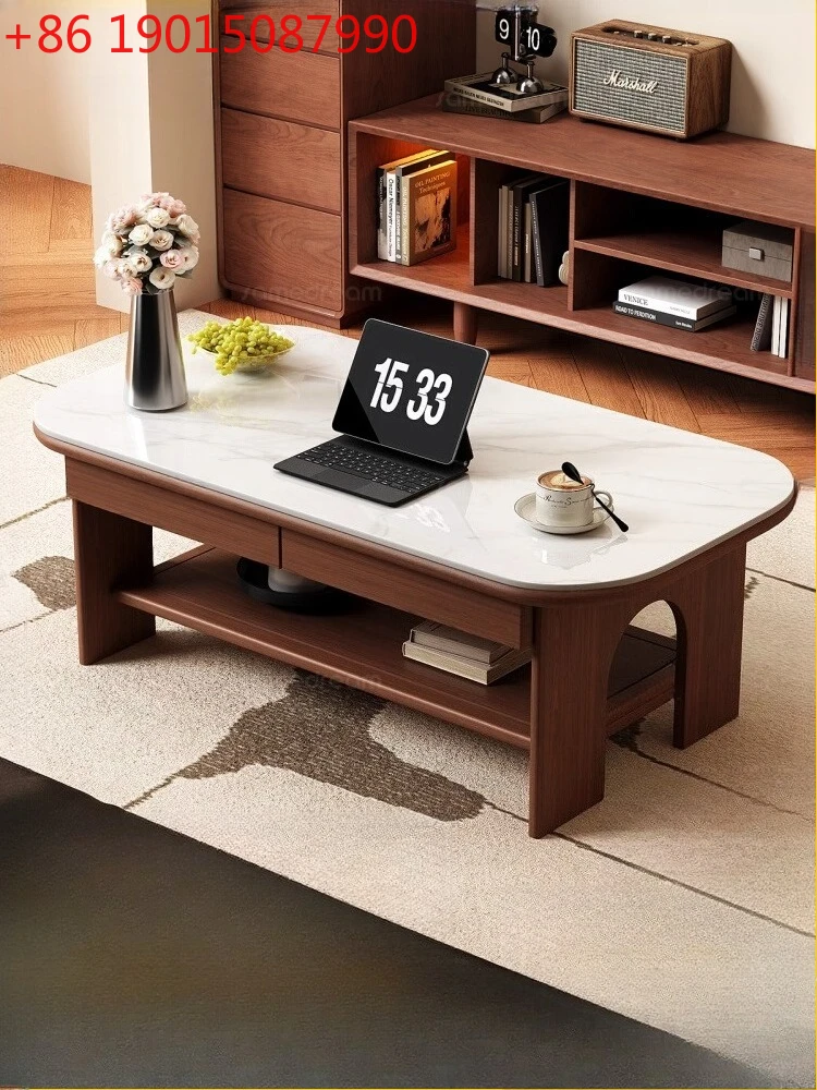 

Журнальный столик из цельного дерева, гостиная, дом, 2025, новый средневековый креативный чайный столик, маленькая квартира, балкон