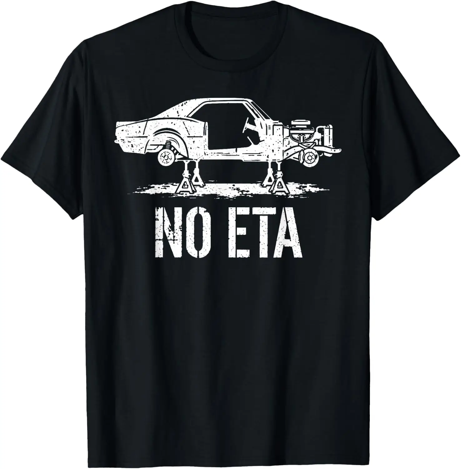 No ETA Project Car Mechanic Garage Restoration Humor T-Shirt Breathable, heavyweight pure cotton short-sleeve top—stylish, plus-size, and suitable for year-round wear with a sporty, casual vibe