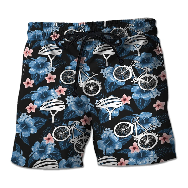 Cycling Mens Swim Trunks Bike Lovers Swimming Trunk For Men Casual Bicycle Graphic Beach Shorts Hawaiian Mountain Bike Bermudas