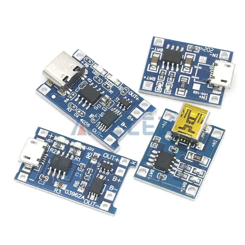 type-c / Micro USB 5V 1A 18650 TP4056 Lithium Battery Charger Module Charging Board With Protection Dual Functions 1A Li-ion