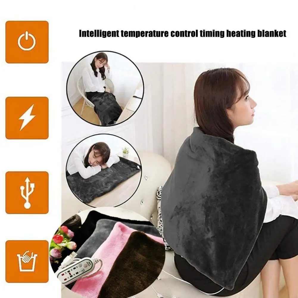 Winter Electric Blanket 3 Level Temperature Adjustment USB Charging Time Setting Heating Shawl Camping Home Heating Blanket