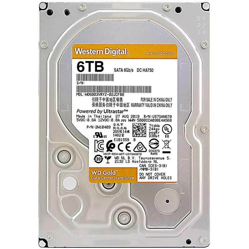 Enterprise Classsata HDD Gold WD4003VRYZ Use at Server and Pc 6TB Ser Internal WD SATA Hard Disk  3.5