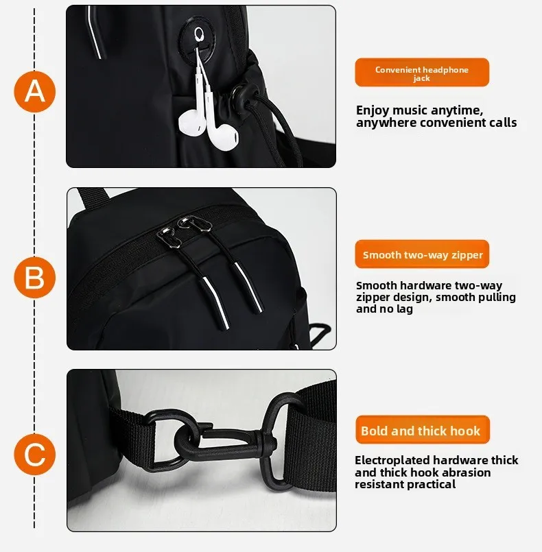 New Men's Chest Bag, Casual Single-shoulder Bag, Large-capacity Crossbody Bag, High-end Feel, Water-resistant Cycling Bag