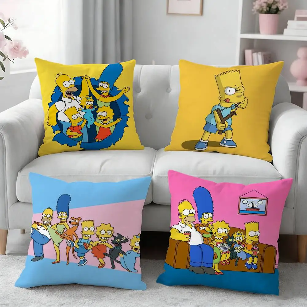 Cartoon S-Simpson-N Pillow Case Cushion Cover Throw Pillow Case For Car Sofa