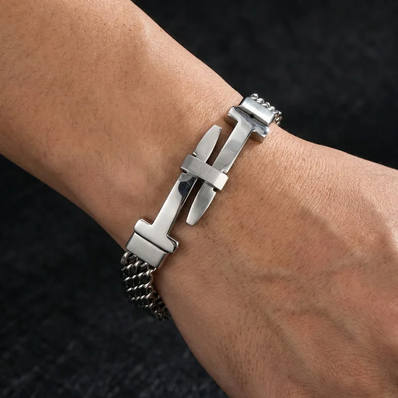 KALEN Tennis Mesh Chain Swordsman Bracelet For Men Stainless Steel 304 Trendy Jewelry - KB213338-KFC